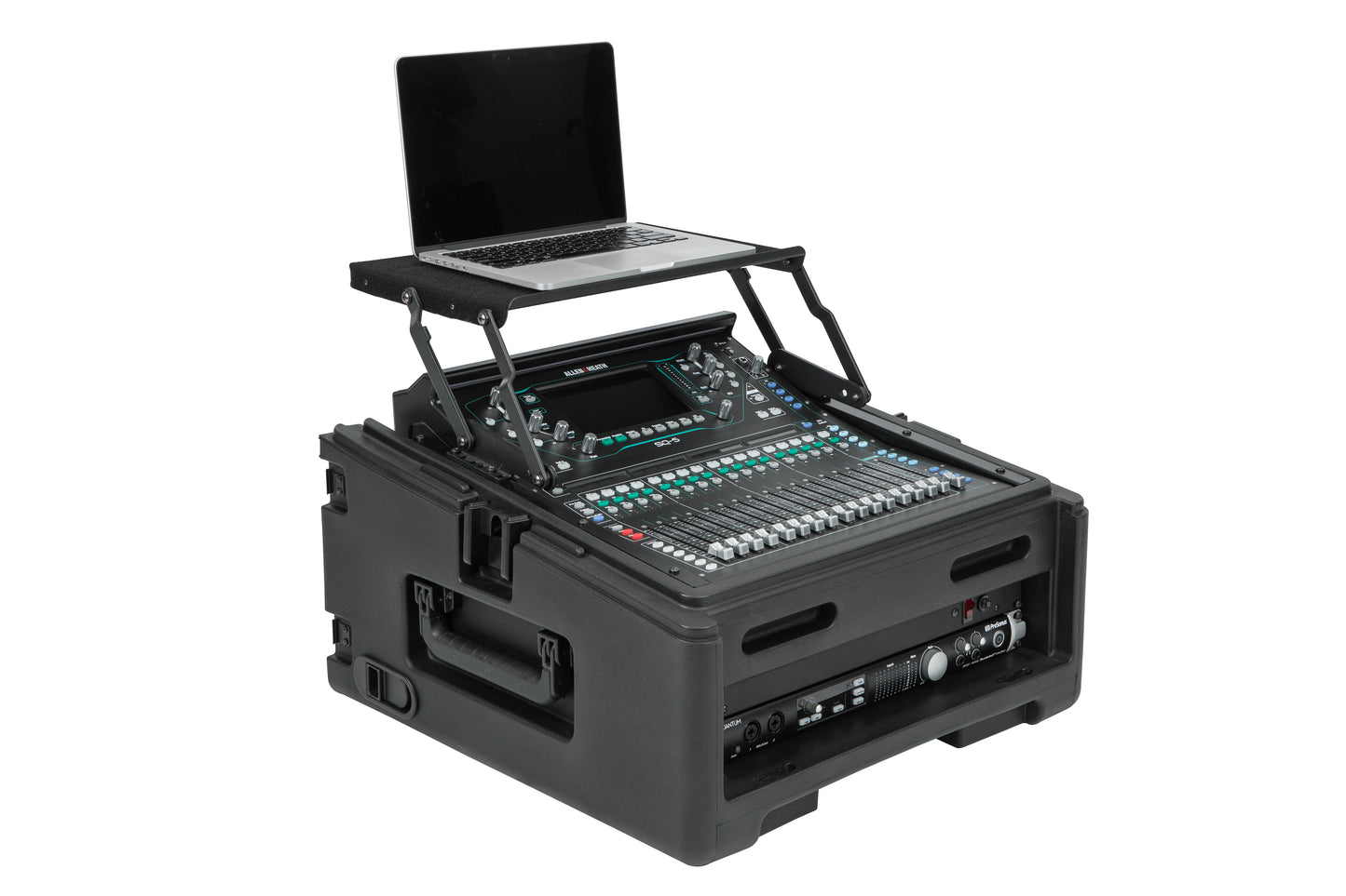 Rolling Compact Rig: 10U Top Rack, 2U Front Rack, Steel Rails, Hard top