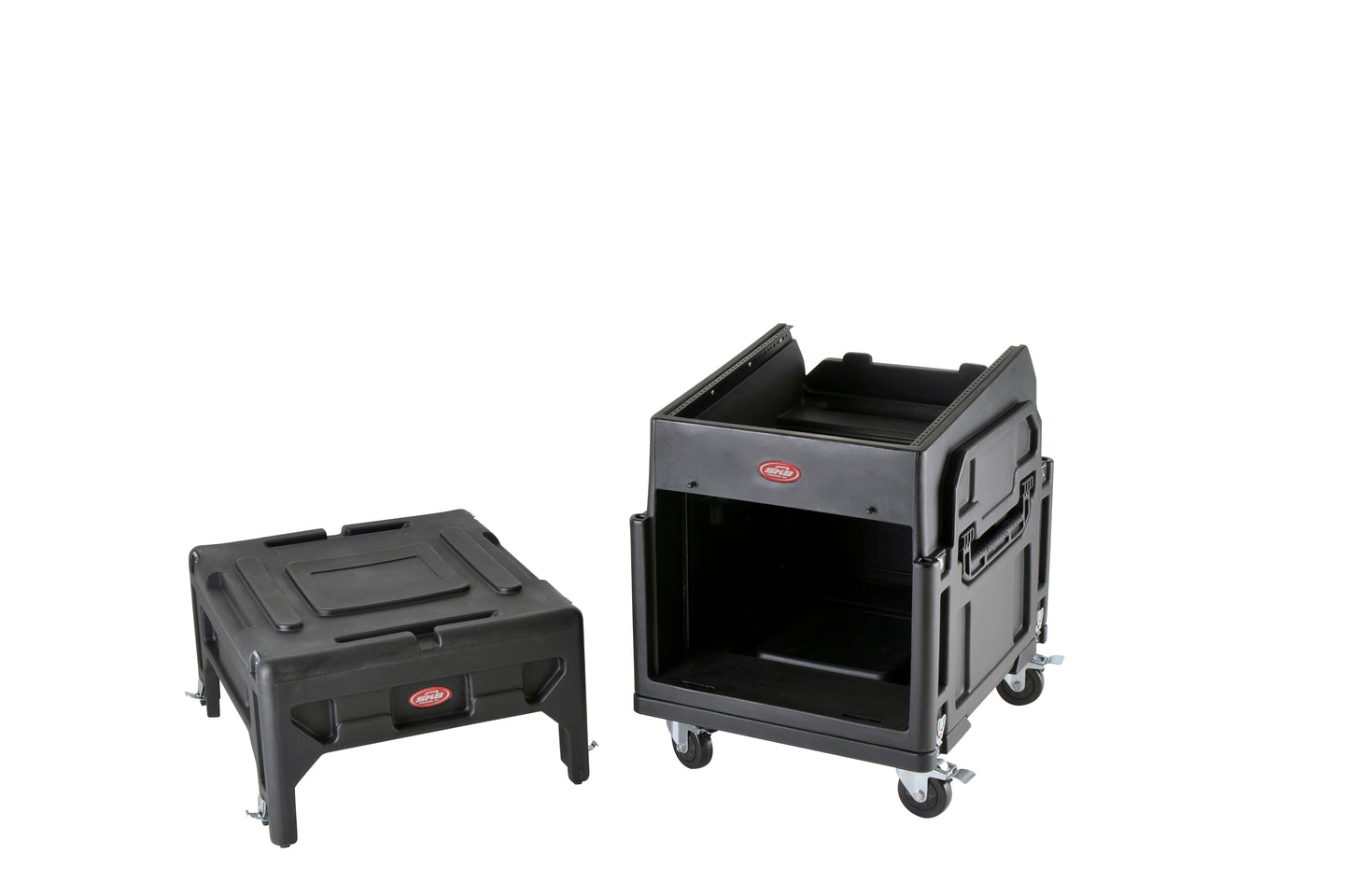 Gig Rig: 12U Top Rack, 8U Front Rack w rear rails, Built-in pedestal