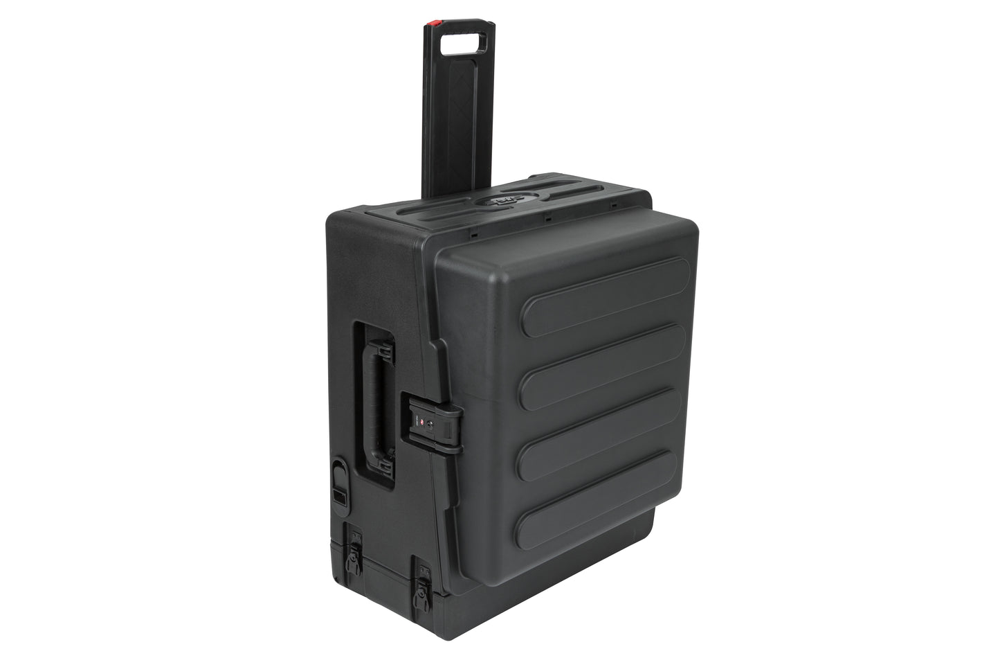 Rolling Compact Rig: 10U Top Rack, 2U Front Rack, Steel Rails, Hard top