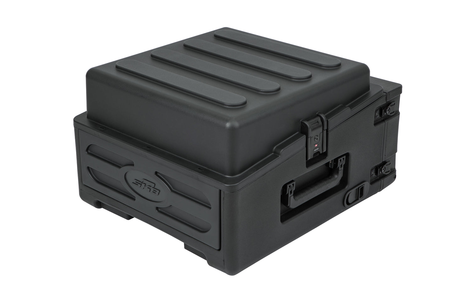 Rolling Compact Rig: 10U Top Rack, 2U Front Rack, Steel Rails, Hard top