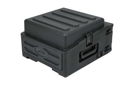 Rolling Compact Rig: 10U Top Rack, 2U Front Rack, Steel Rails, Hard top