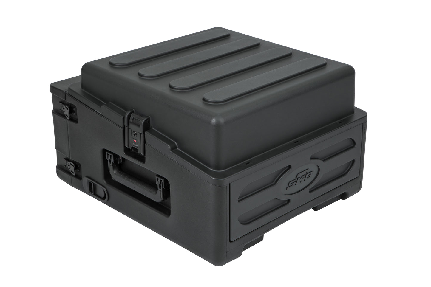 Rolling Compact Rig: 10U Top Rack, 2U Front Rack, Steel Rails, Hard top