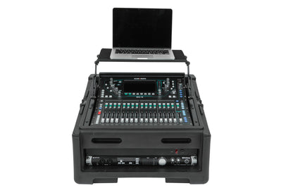 Rolling Compact Rig: 10U Top Rack, 2U Front Rack, Steel Rails, Hard top