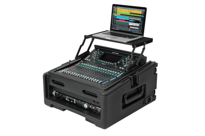 Rolling Compact Rig: 10U Top Rack, 2U Front Rack, Steel Rails, Hard top
