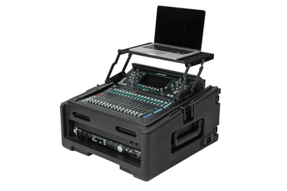 Rolling Compact Rig: 10U Top Rack, 2U Front Rack, Steel Rails, Hard top