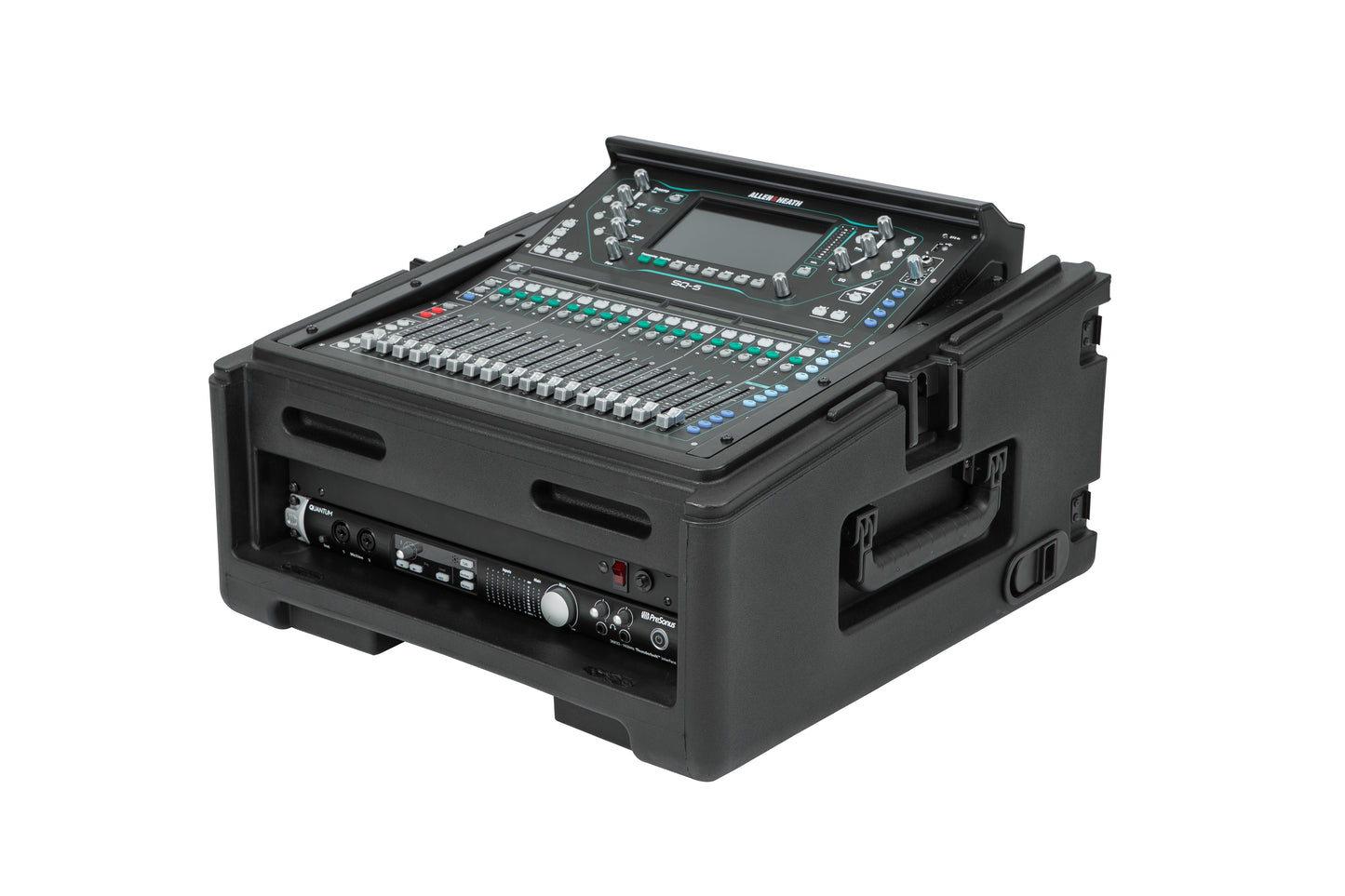 Rolling Compact Rig: 10U Top Rack, 2U Front Rack, Steel Rails, Hard top