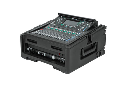 Rolling Compact Rig: 10U Top Rack, 2U Front Rack, Steel Rails, Hard top