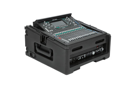Rolling Compact Rig: 10U Top Rack, 2U Front Rack, Steel Rails, Hard top