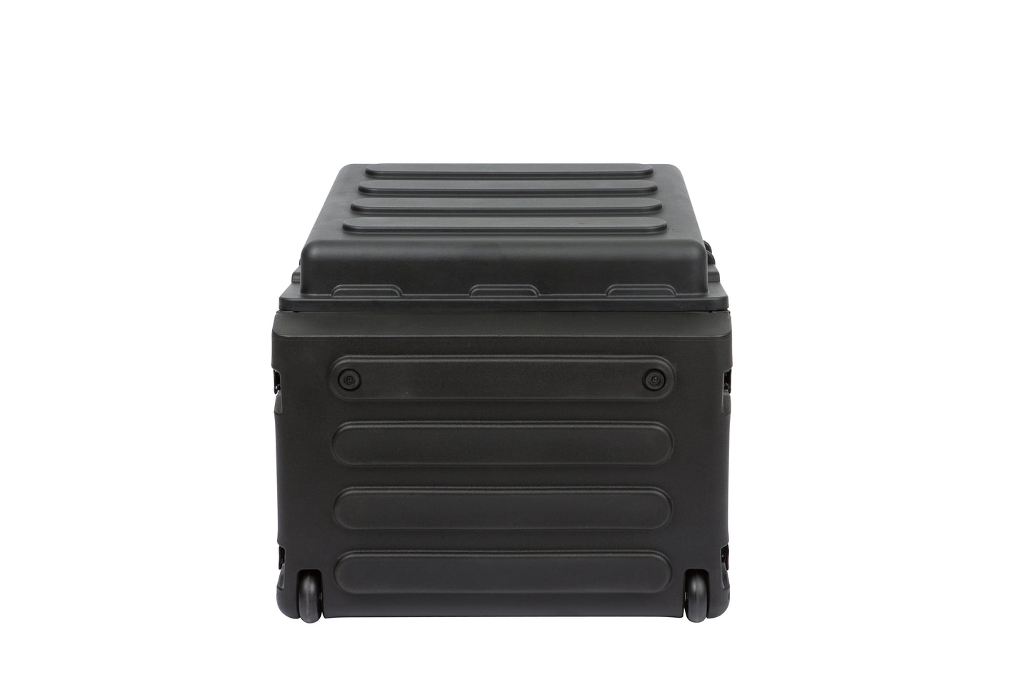 Rolling Compact Rig: 10U Top Rack, 4U Front Rack, Steel Rails, Hard top