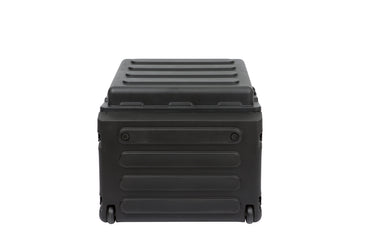 Rolling Compact Rig: 10U Top Rack, 4U Front Rack, Steel Rails, Hard top