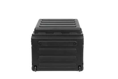 Rolling Compact Rig: 10U Top Rack, 4U Front Rack, Steel Rails, Hard top
