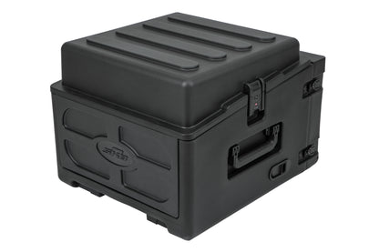 Rolling Compact Rig: 10U Top Rack, 4U Front Rack, Steel Rails, Hard top