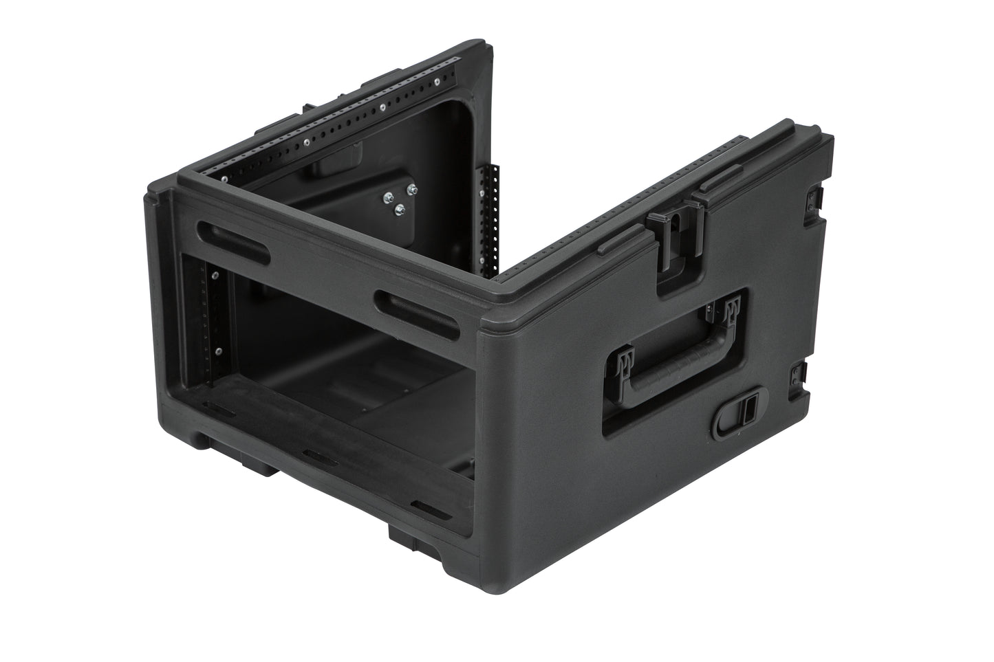 Rolling Compact Rig: 10U Top Rack, 4U Front Rack, Steel Rails, Hard top
