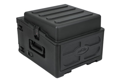 Rolling Compact Rig: 10U Top Rack, 4U Front Rack, Steel Rails, Hard top