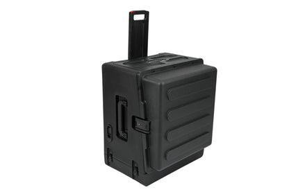 Rolling Compact Rig: 10U Top Rack, 4U Front Rack, Steel Rails, Hard top