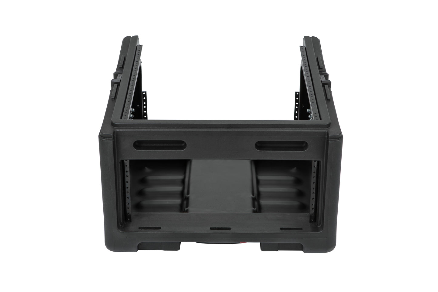Rolling Compact Rig: 10U Top Rack, 4U Front Rack, Steel Rails, Hard top