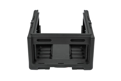 Rolling Compact Rig: 10U Top Rack, 4U Front Rack, Steel Rails, Hard top