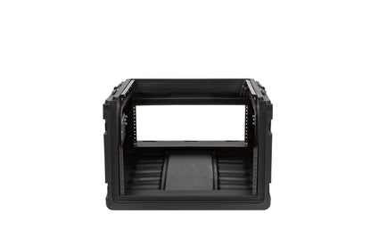Rolling Compact Rig: 10U Top Rack, 4U Front Rack, Steel Rails, Hard top