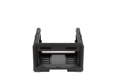 Rolling Compact Rig: 10U Top Rack, 4U Front Rack, Steel Rails, Hard top