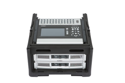 Rolling Compact Rig: 10U Top Rack, 4U Front Rack, Steel Rails, Hard top