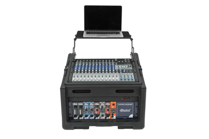 Rolling Compact Rig: 10U Top Rack, 4U Front Rack, Steel Rails, Hard top