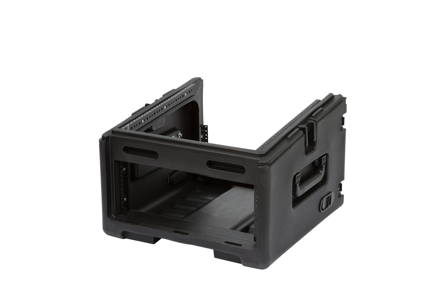 Rolling Compact Rig: 10U Top Rack, 4U Front Rack, Steel Rails, Hard top