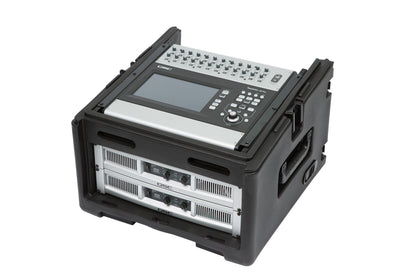 Rolling Compact Rig: 10U Top Rack, 4U Front Rack, Steel Rails, Hard top