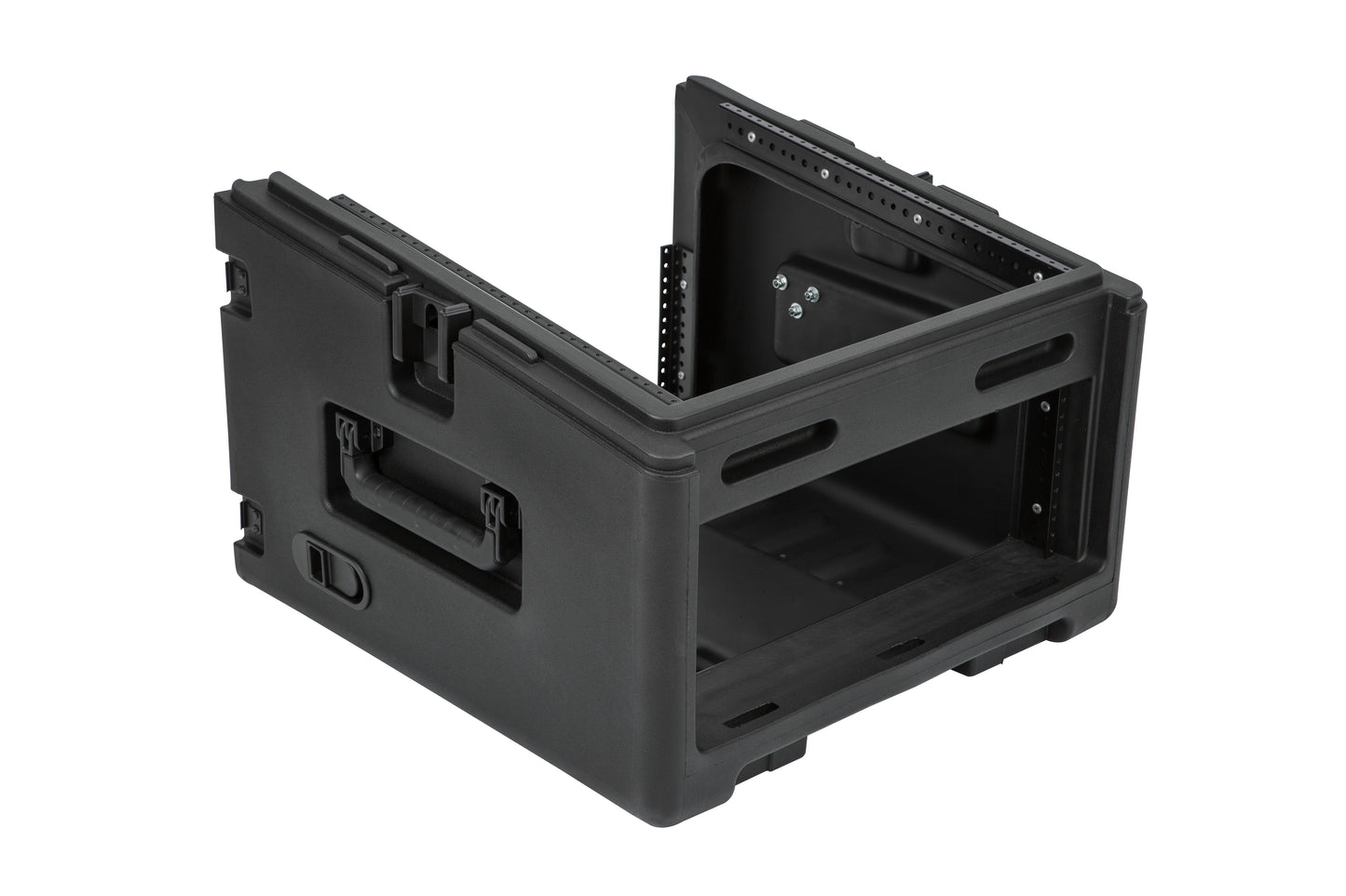 Rolling Compact Rig: 10U Top Rack, 4U Front Rack, Steel Rails, Hard top