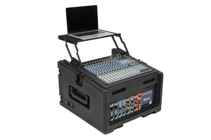 Rolling Compact Rig: 10U Top Rack, 4U Front Rack, Steel Rails, Hard top
