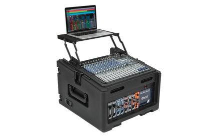 Rolling Compact Rig: 10U Top Rack, 4U Front Rack, Steel Rails, Hard top