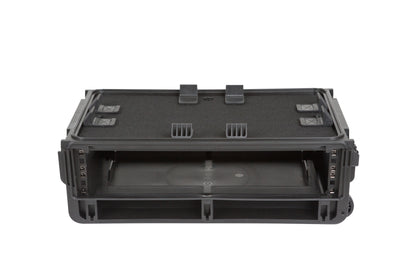 Injection Mold Laptop 2U Rack with wheels and pull handle