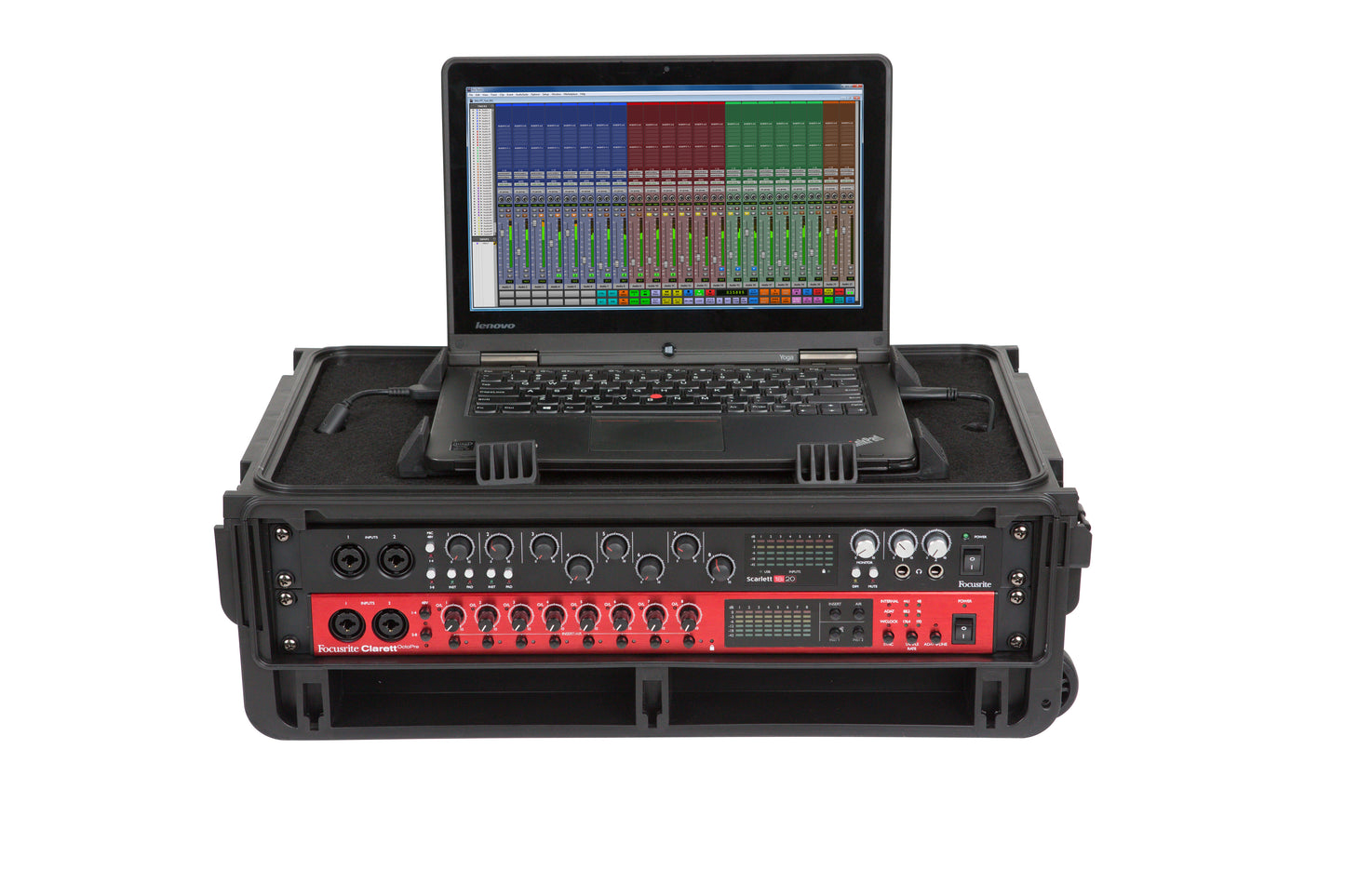 Injection Mold Laptop 2U Rack with wheels and pull handle