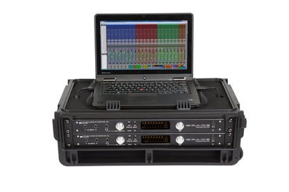 Injection Mold Laptop 2U Rack with wheels and pull handle