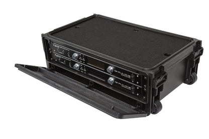 Injection Mold Laptop 2U Rack with wheels and pull handle