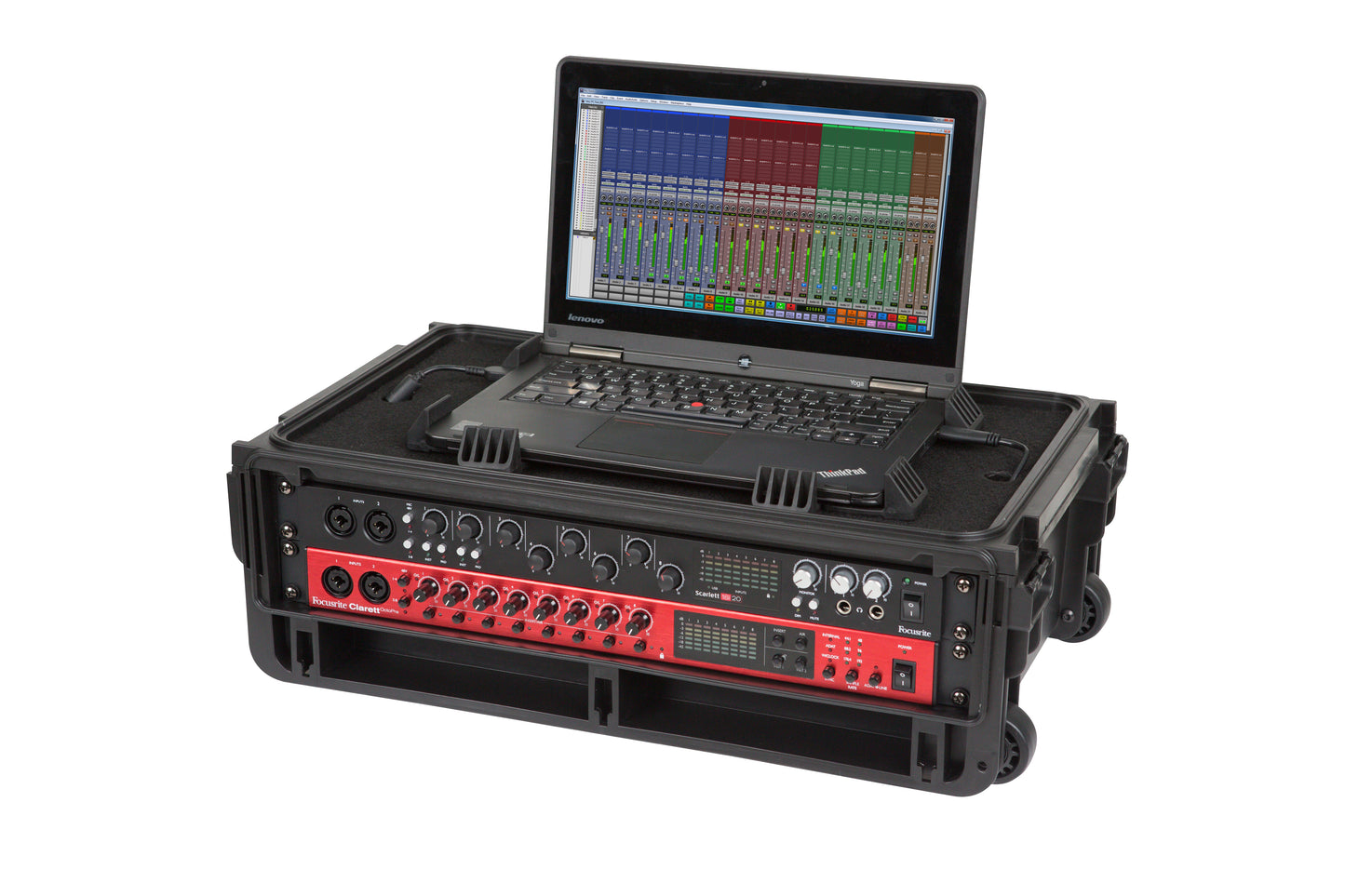 Injection Mold Laptop 2U Rack with wheels and pull handle