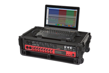 Injection Mold Laptop 2U Rack with wheels and pull handle