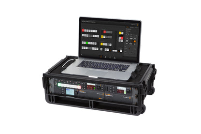 Injection Mold Laptop 2U Rack with wheels and pull handle