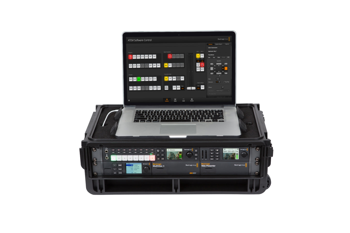 Injection Mold Laptop 2U Rack with wheels and pull handle