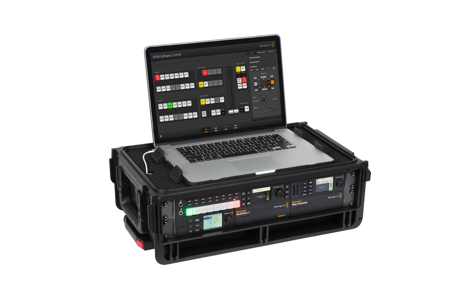 Injection Mold Laptop 2U Rack with wheels and pull handle