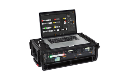 Injection Mold Laptop 2U Rack with wheels and pull handle