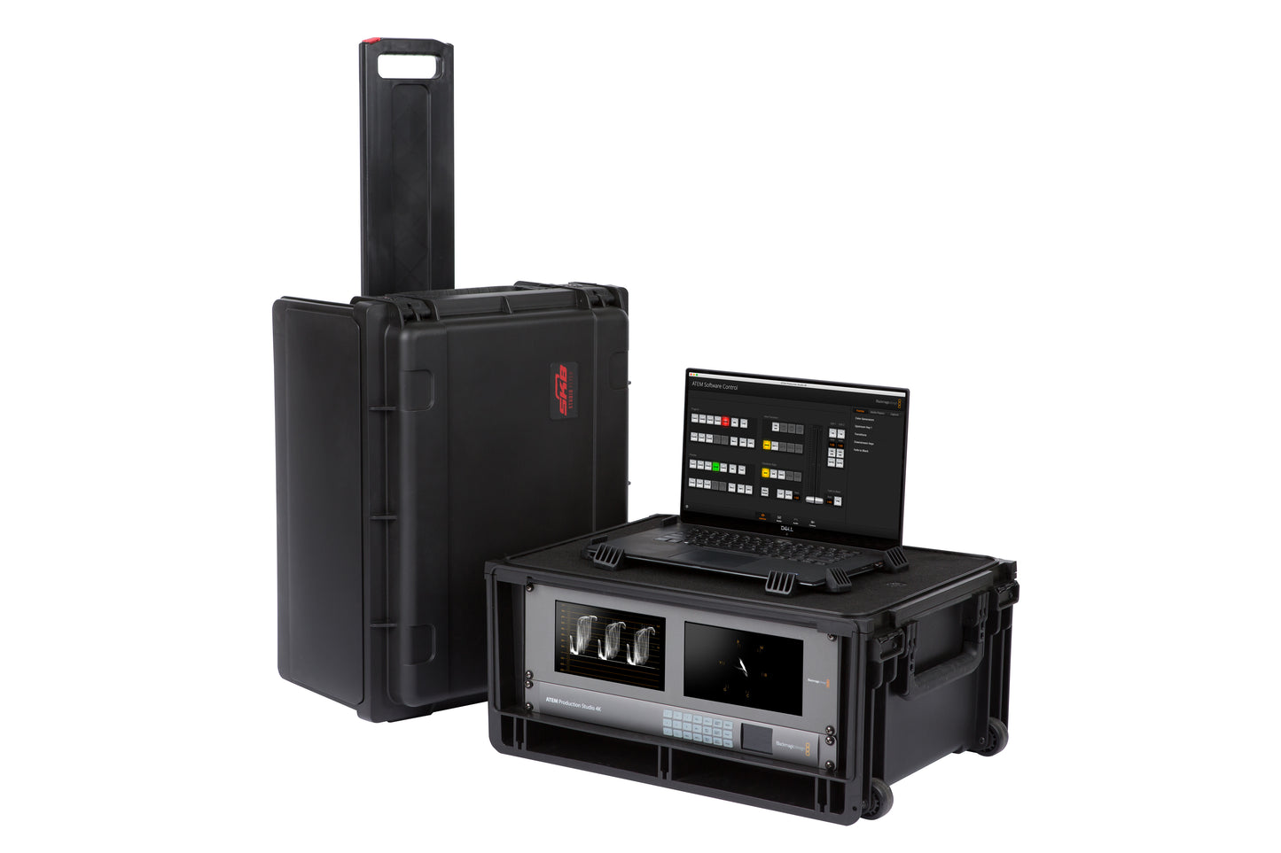 Injection Mold Laptop 4U Rack with wheels and pull handle