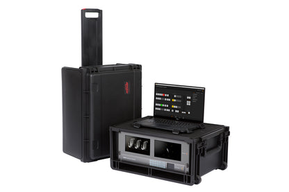 Injection Mold Laptop 4U Rack with wheels and pull handle