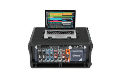 Injection Mold Laptop 4U Rack with wheels and pull handle