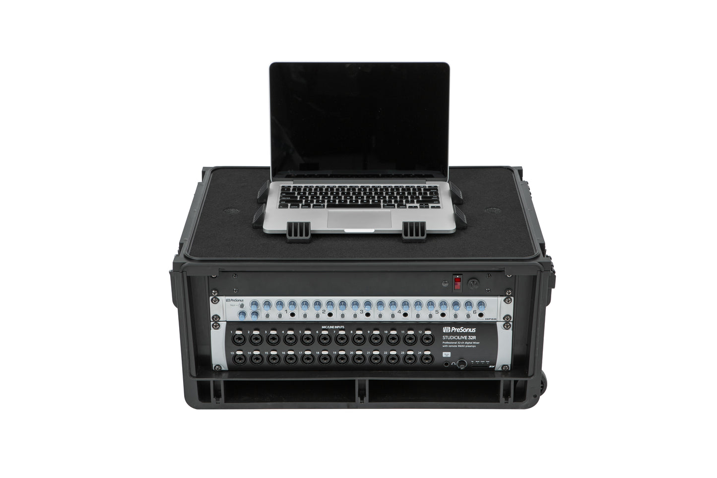 Injection Mold Laptop 4U Rack with wheels and pull handle