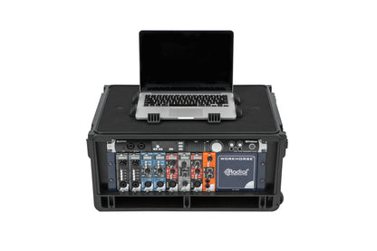 Injection Mold Laptop 4U Rack with wheels and pull handle