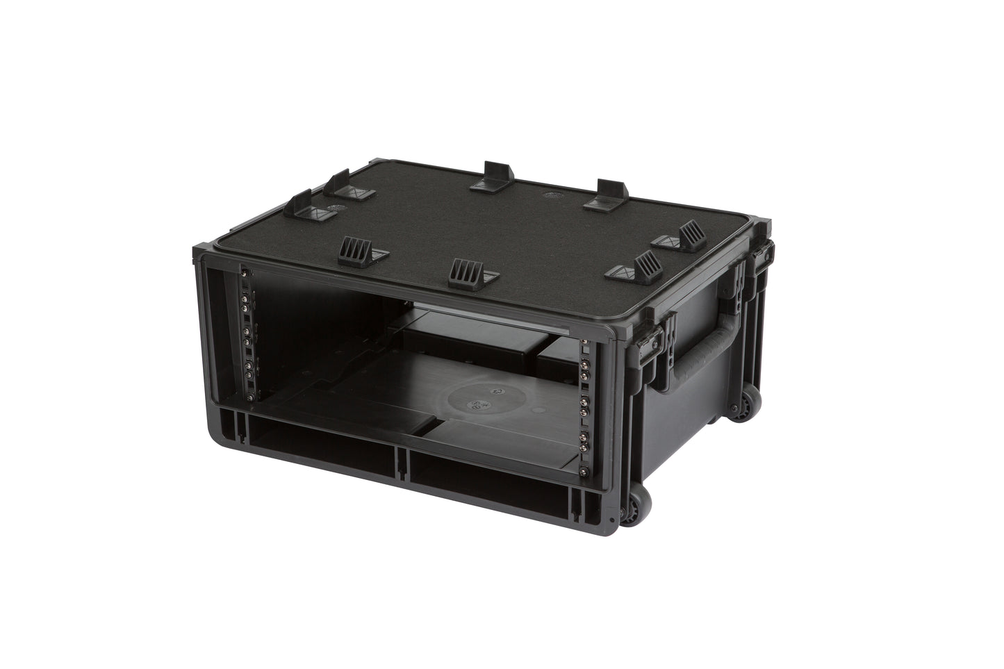 Injection Mold Laptop 4U Rack with wheels and pull handle