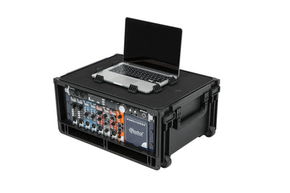 Injection Mold Laptop 4U Rack with wheels and pull handle