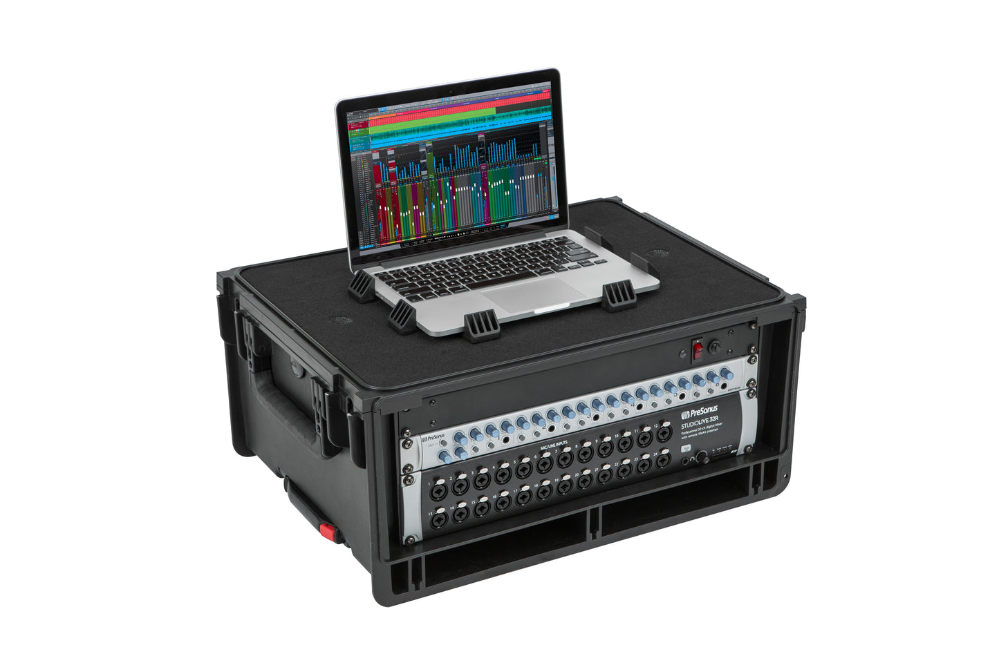 Injection Mold Laptop 4U Rack with wheels and pull handle