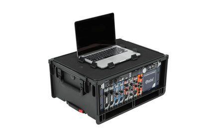 Injection Mold Laptop 4U Rack with wheels and pull handle