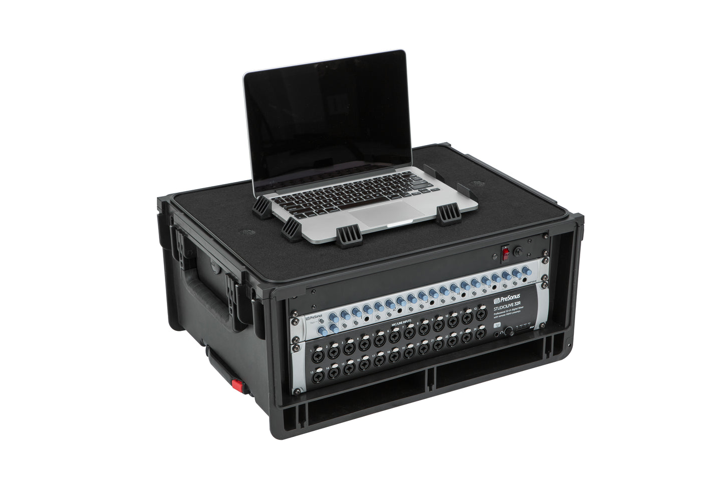 Injection Mold Laptop 4U Rack with wheels and pull handle